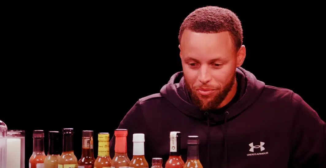 (Hot Ones) Stephen Curry Is On Fire While Eating Spicy Wings