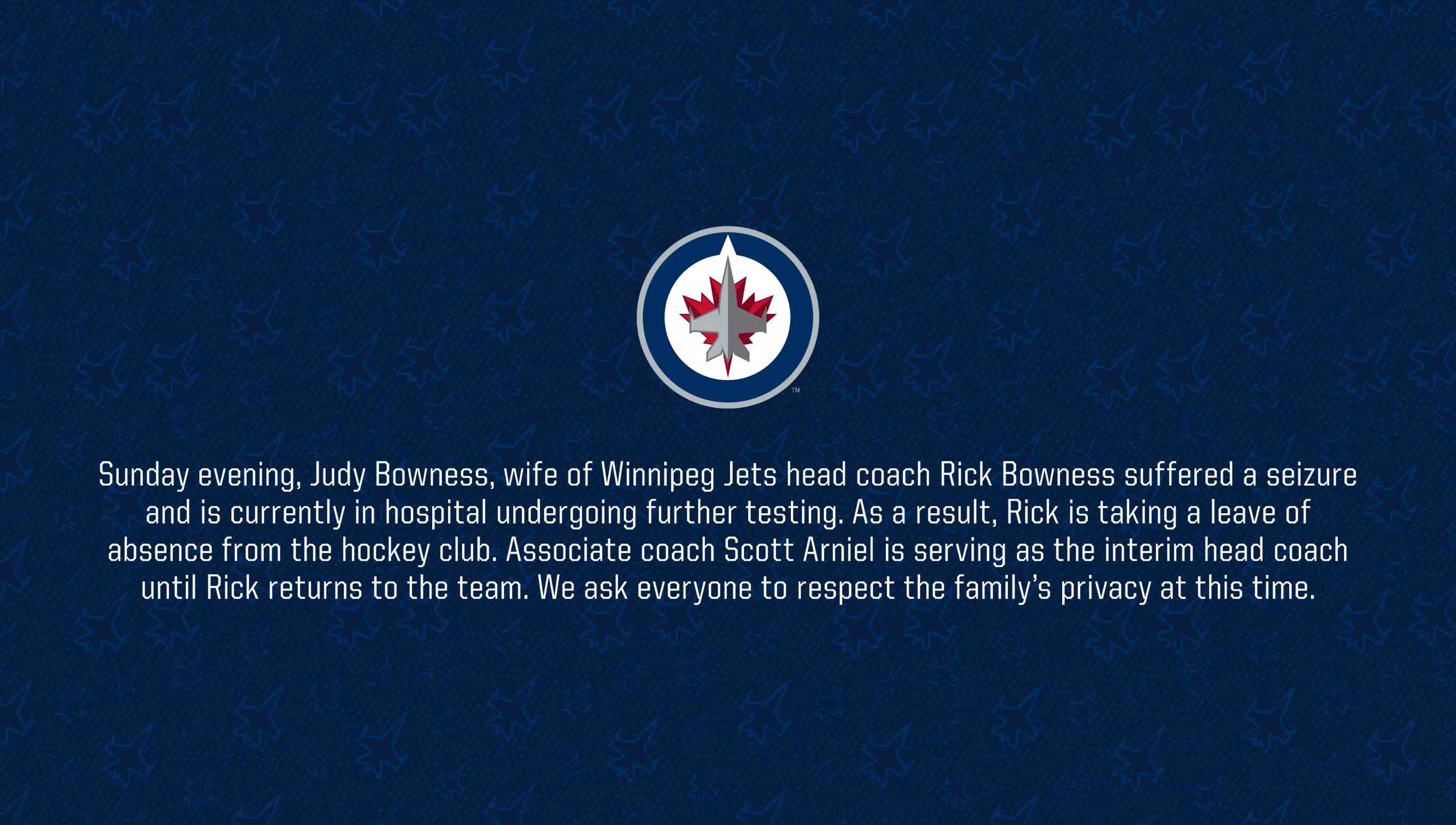 Winnipeg Jets' Coach Rick Bowness Takes Leave of Absence
