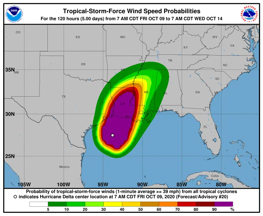 Hurricane-force winds expected in central Louisiana