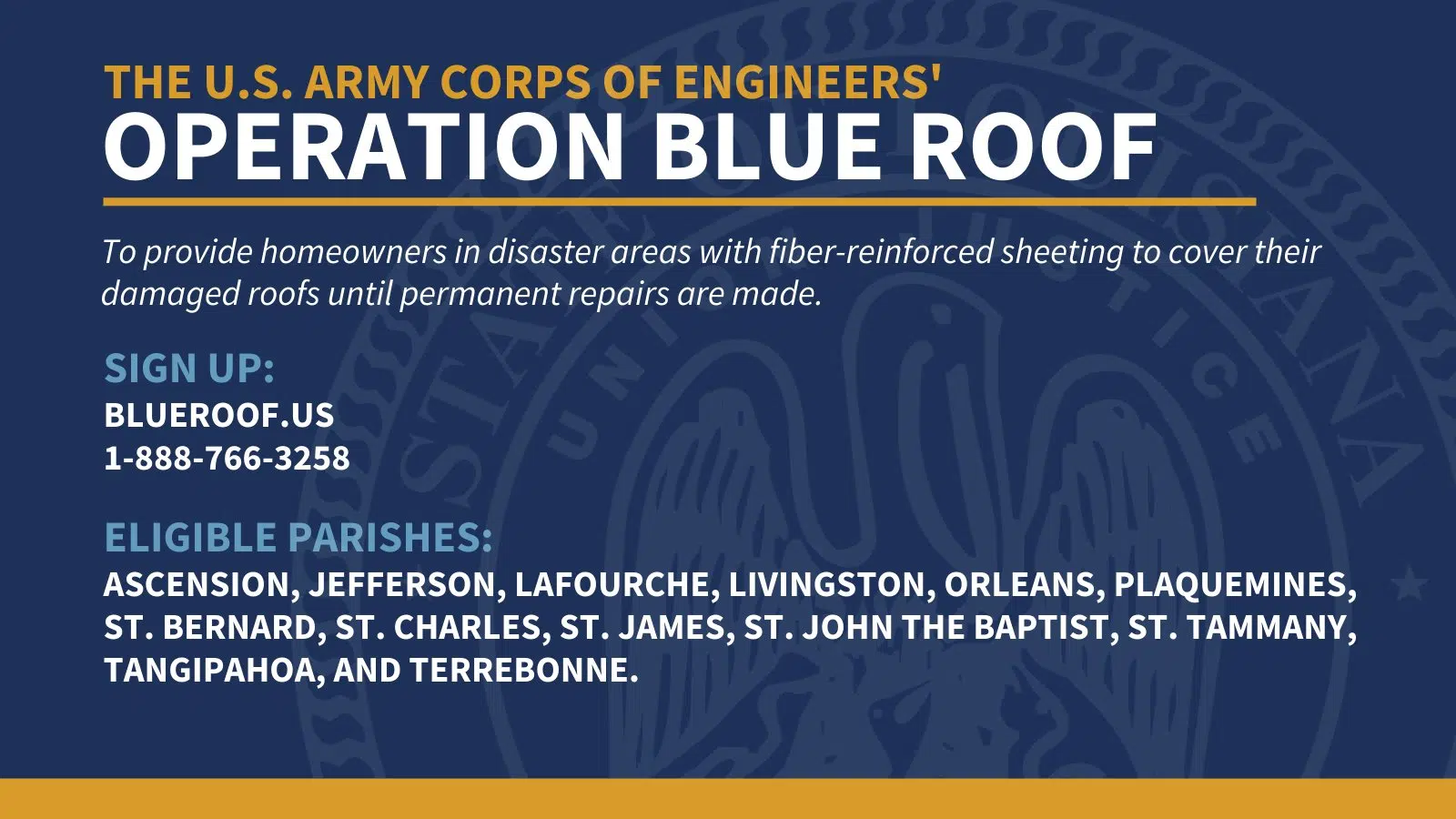 Louisiana deadline quickly approaching for federal Blue Roof Program