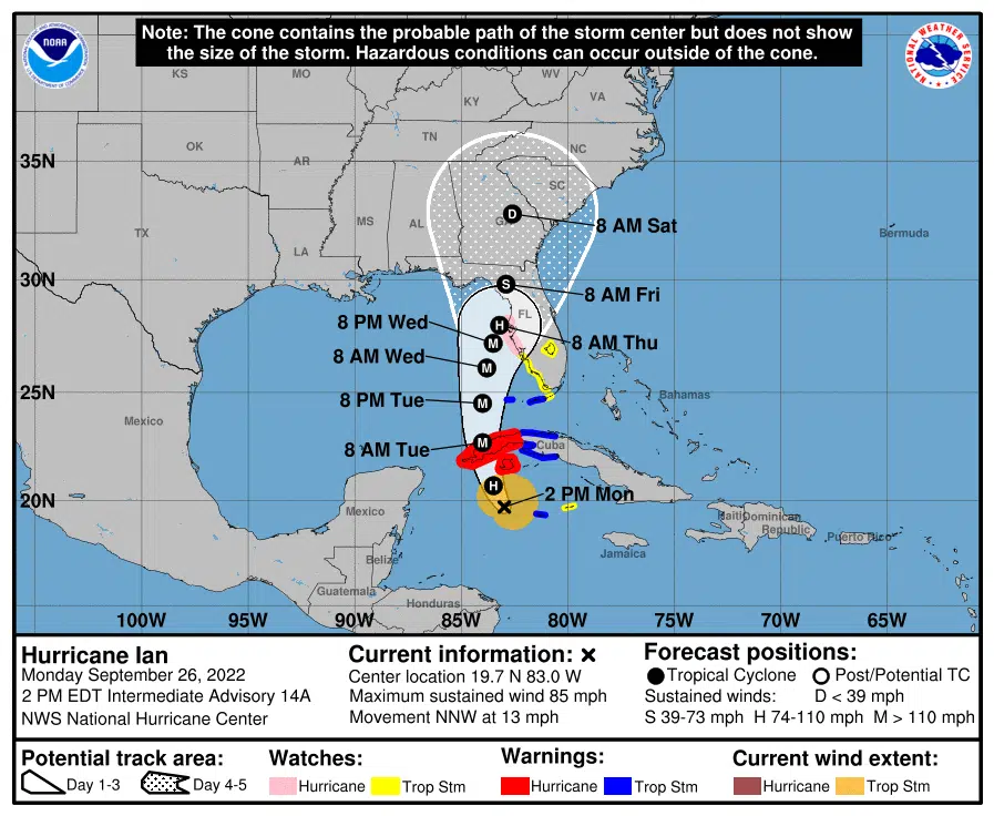 Hurricane Ian heading for Florida, only expected to be breezy in Louisiana