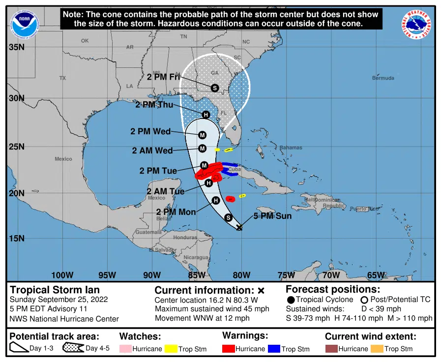 Tropical Storm Ian expected to strengthen into hurricane on Monday, still heading to Florida