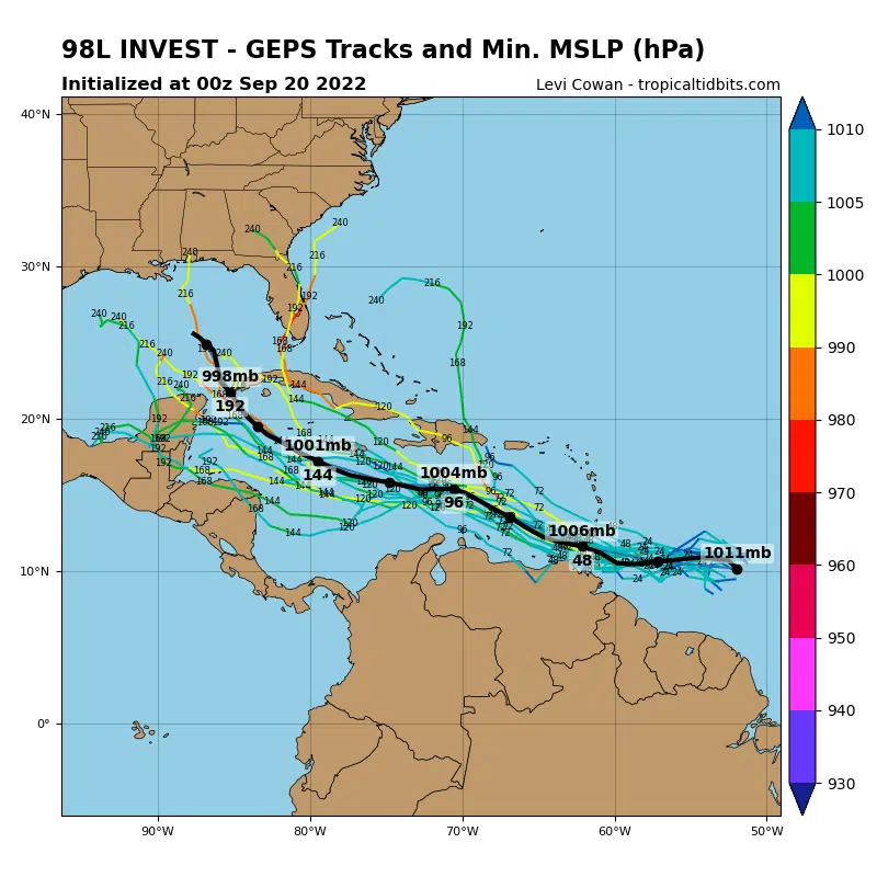 Tropical wave moving towards Caribbean, forecast models have it aiming towards the Gulf of Mexico