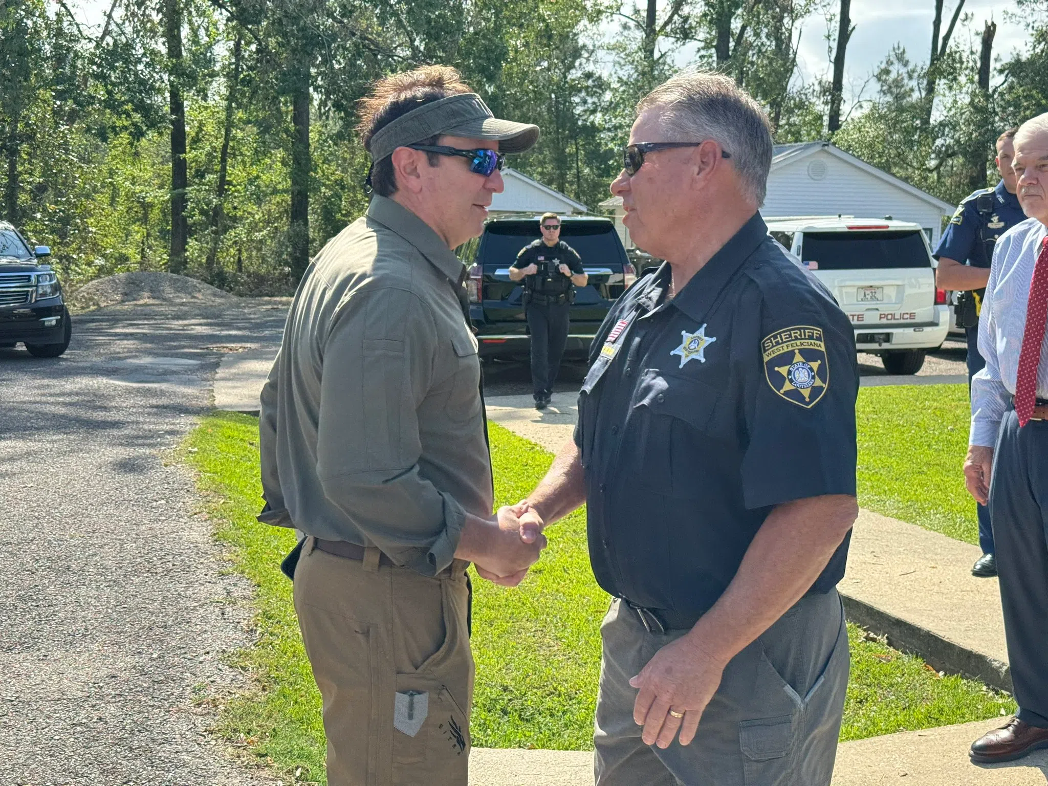 Governor Landry surveys storm damage in West Feliciana and St. Tammany parishes