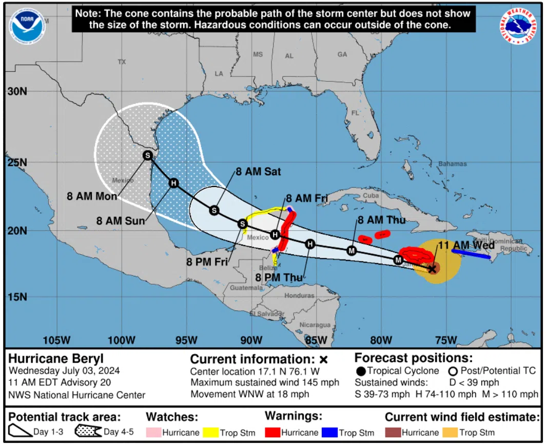 Hurricane Beryl could hit U.S. next week after battering Jamaica, Central America