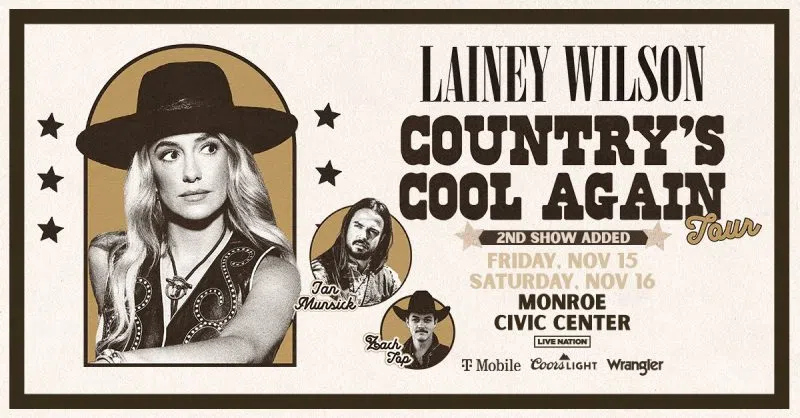 Grammy-winner and Baskin native Lainey Wilson performs two sold out shows at Monroe Civic Center