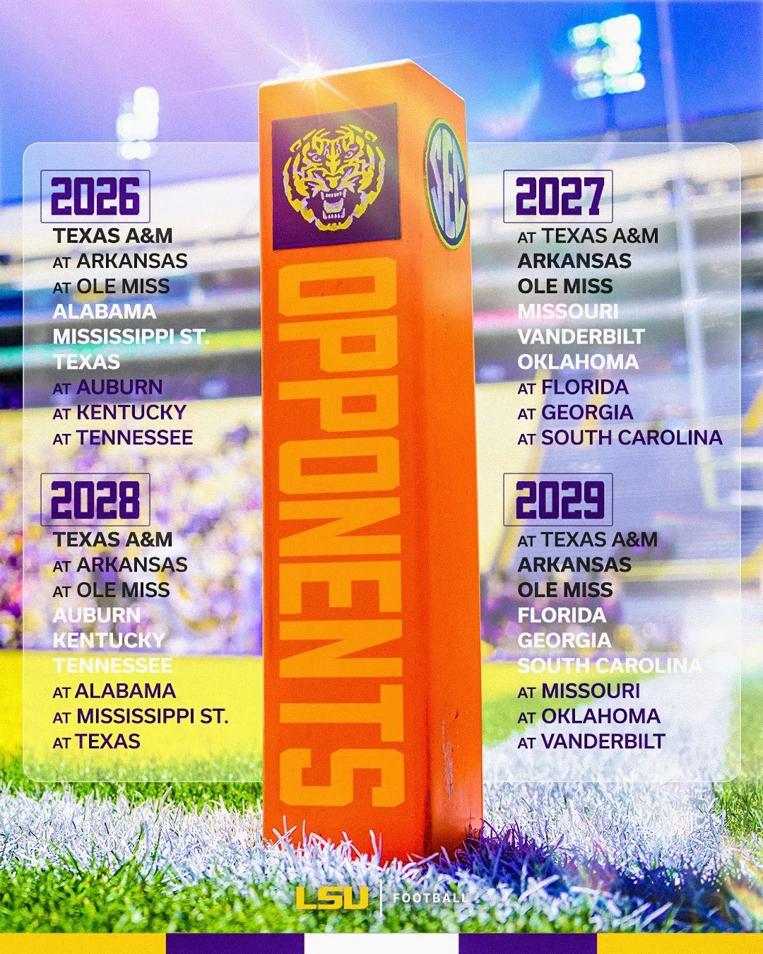 Nine-game SEC football schedule for 2026-2029 seasons unveiled