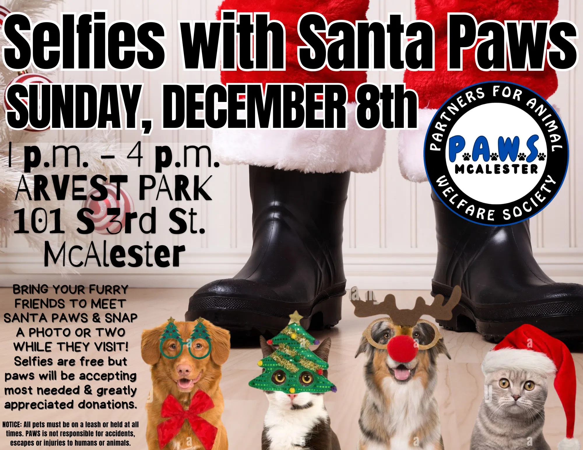 PAWS McAlester Hosting Selfies with Santa