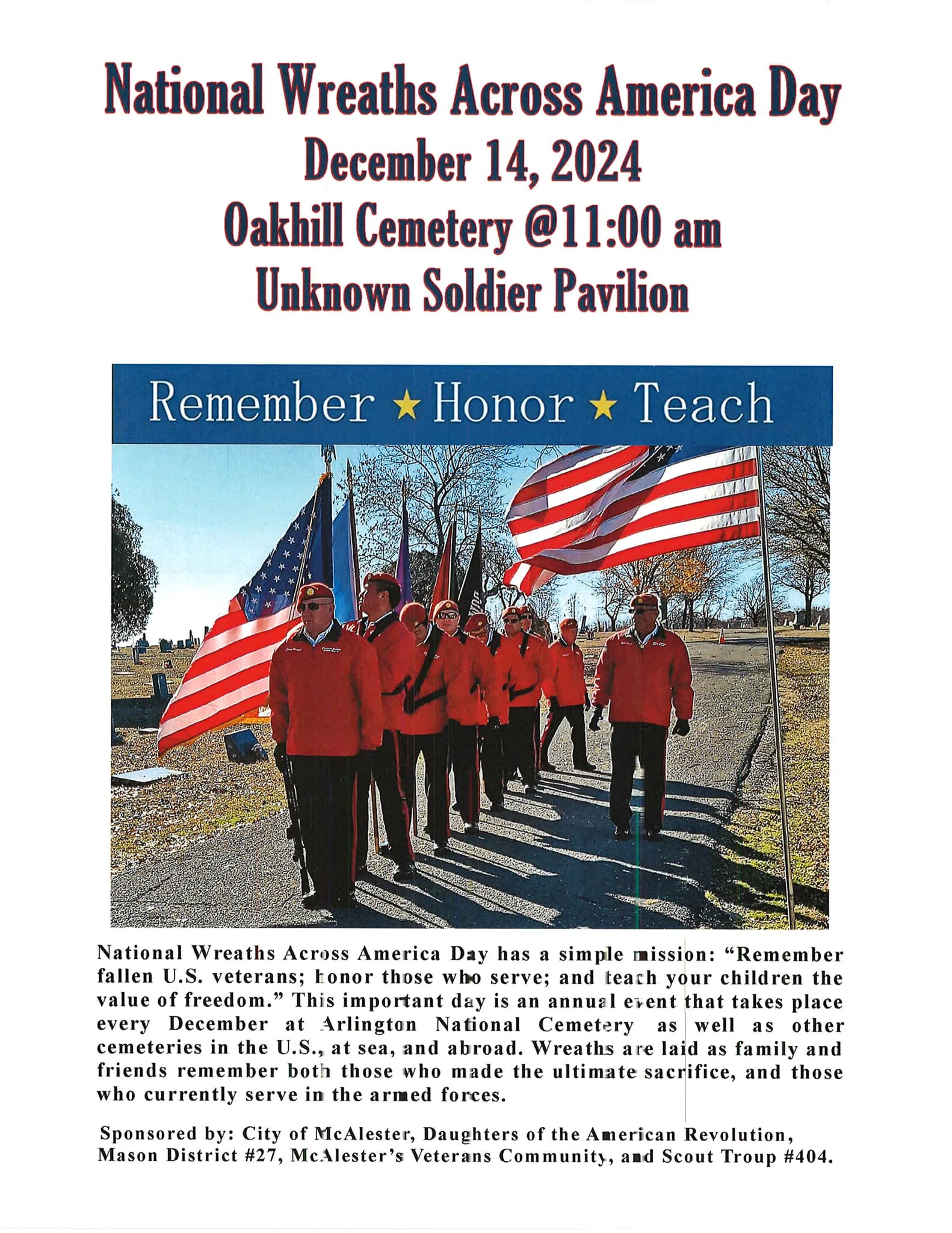 Oak Hill Cemetery Joins National Wreaths Across America Day to Honor Veterans