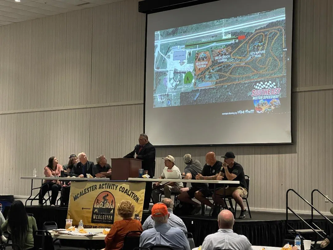The McAlester Activity Coalition holds meeting to discuss details on the previously announced expansion to the facility titled "Southeast Motor Speedway"