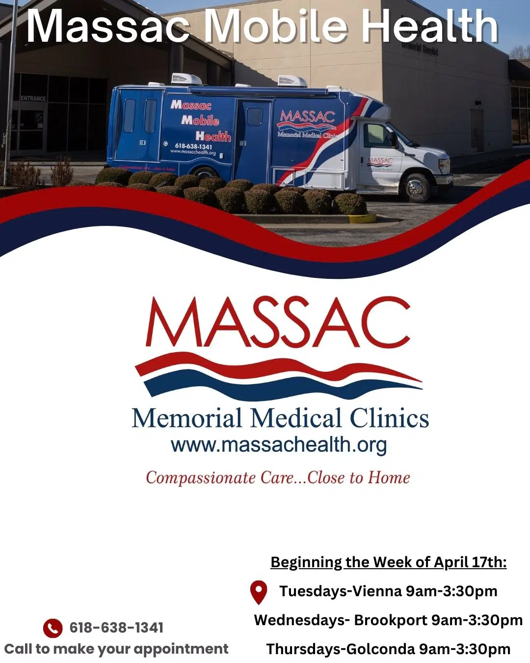 Massac Memorial Hospital Mobile Health Unit Serves VIenna, Brookport and Golconda in April