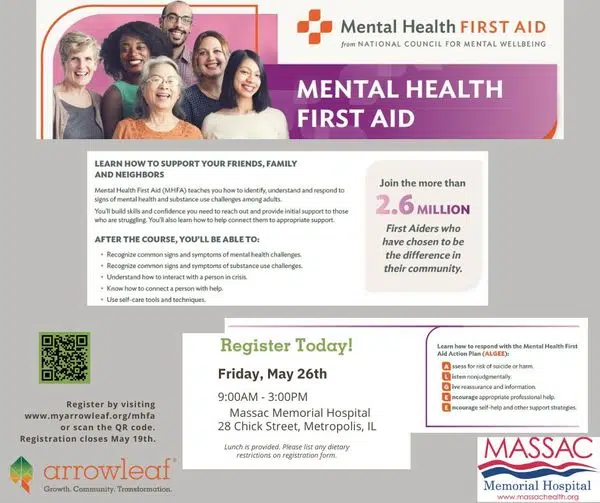 Arrowleaf To Provide Mental Health First Aid Class At Massac Memorial Hospital