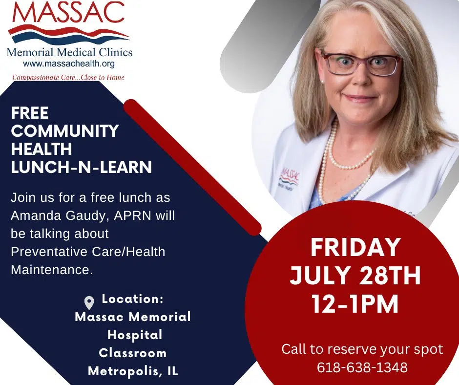 Free Community Health Lunch-N-Learn To Be Held Friday, July 28