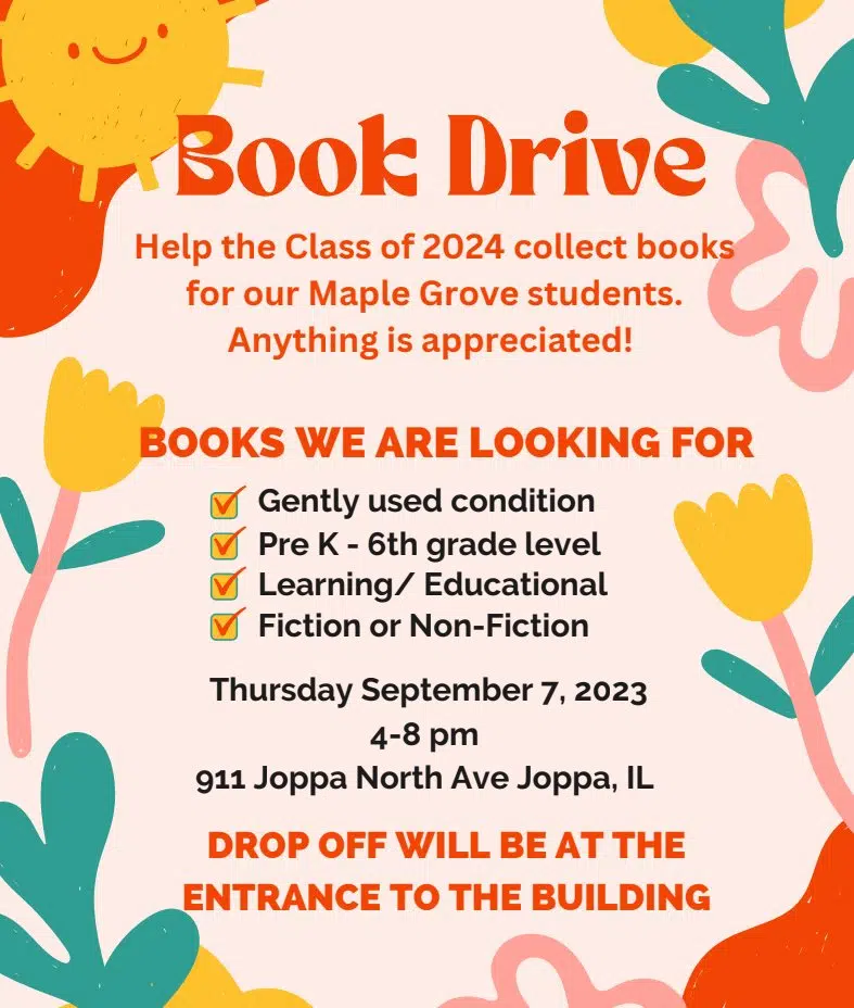 Joppa High School Seniors Book Drive for Maple Grove Elementary TODAY