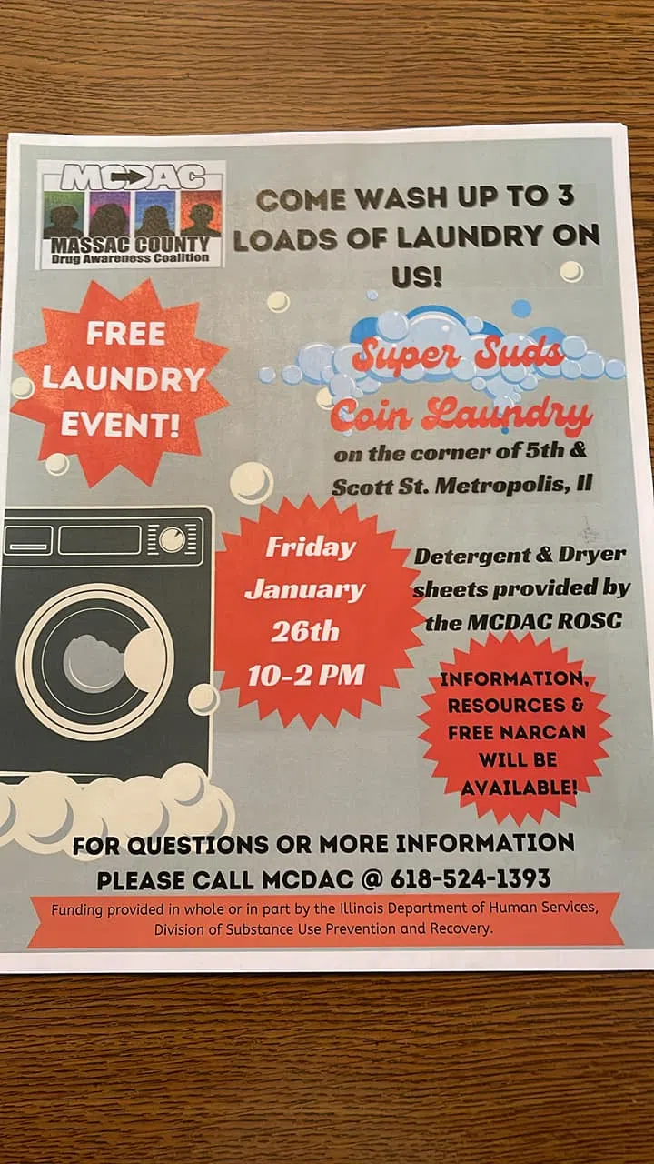 Massac County Drug Awareness Coalition To Hold Free Laundry Event on Friday, January 26
