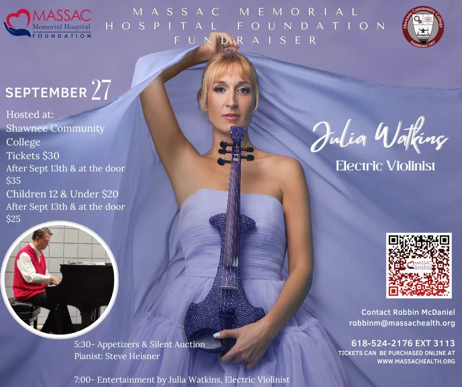 Electric Violinist Julia Watkins to Perform on Friday at Shawnee Community College - Massac Memorial Hospital Foundation Fundraiser