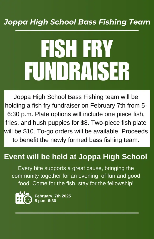 Support the Joppa High School Bass Fishing Team at the Fish Fry Fundraiser