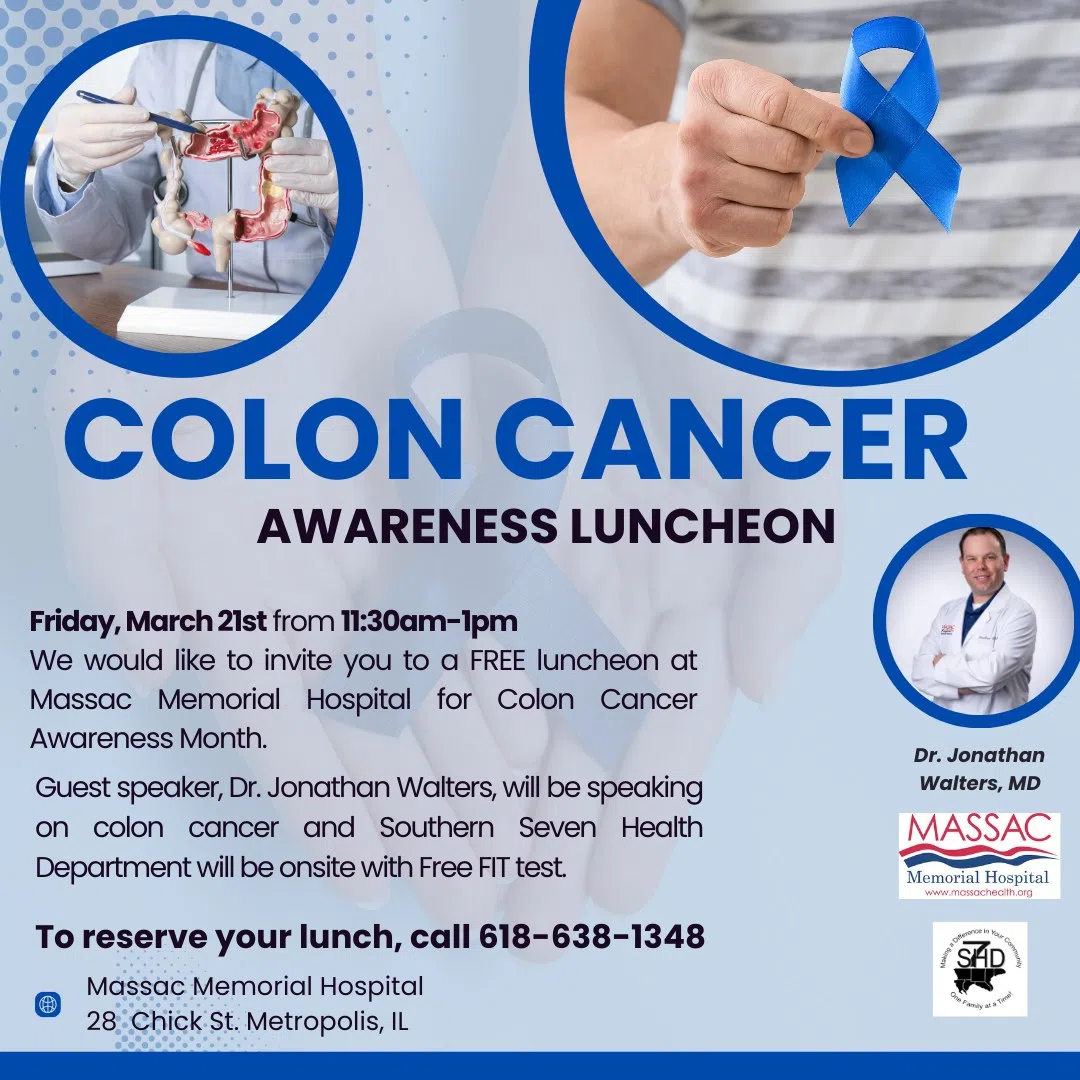 Join Massac Memorial and Rural Health Inc for the Colon Cancer Awareness Luncheon