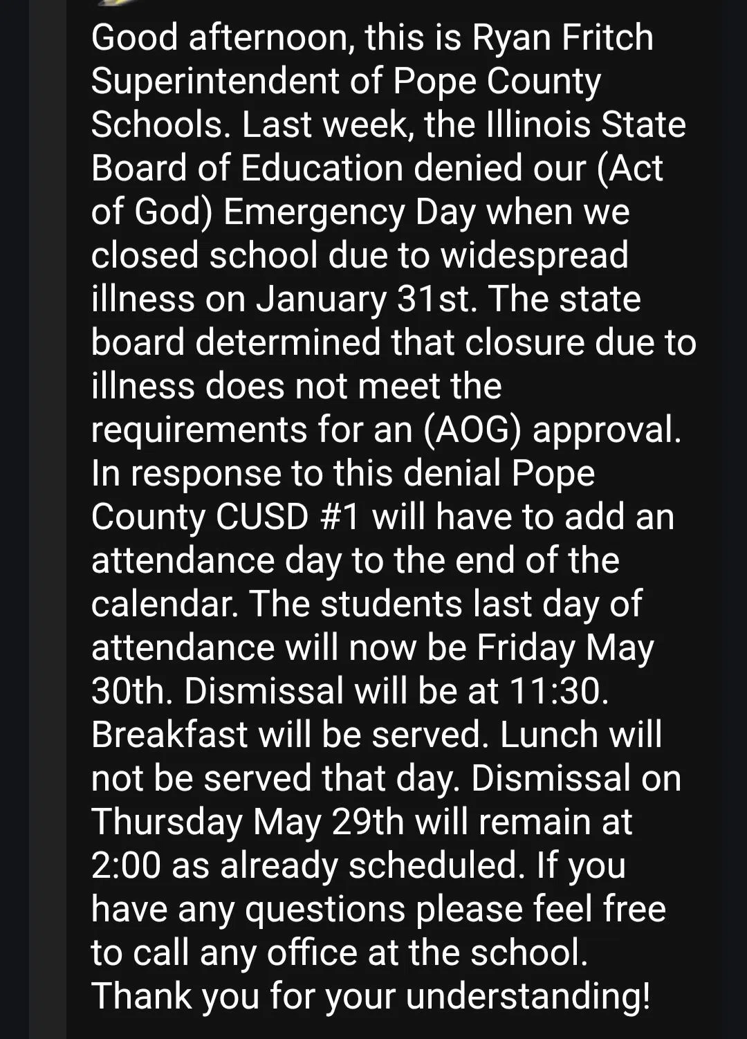 Pope County Schools Adjusts Calendar Following State Board Denial of Emergency Day Request