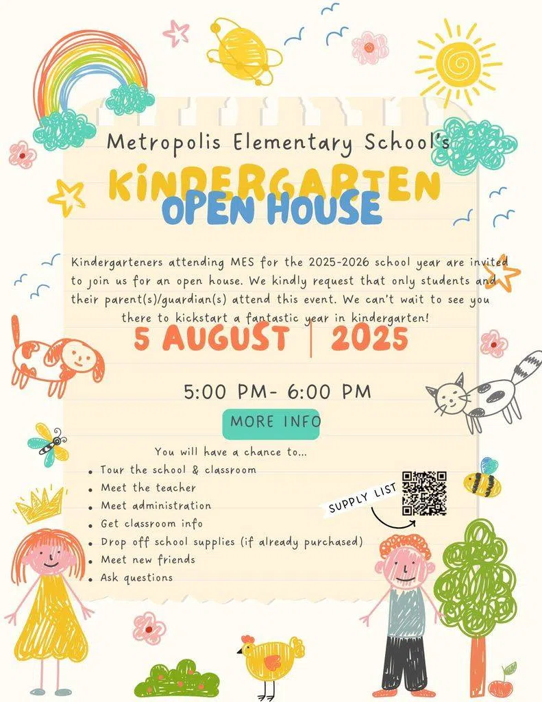New Kindergarten Families Invited to Open House on August 5 at MES