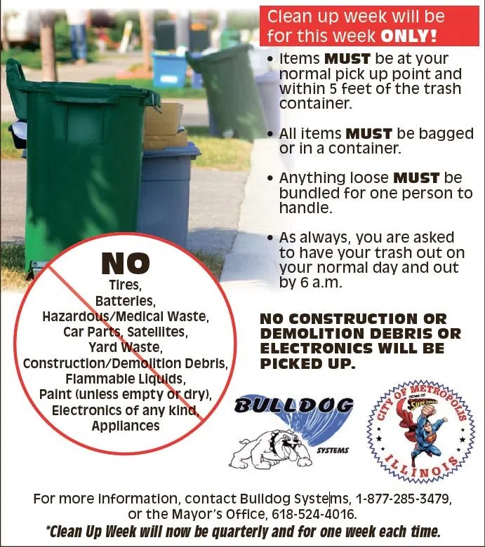 Metropolis City Clean Up Week - November 10th - 14th, 2025