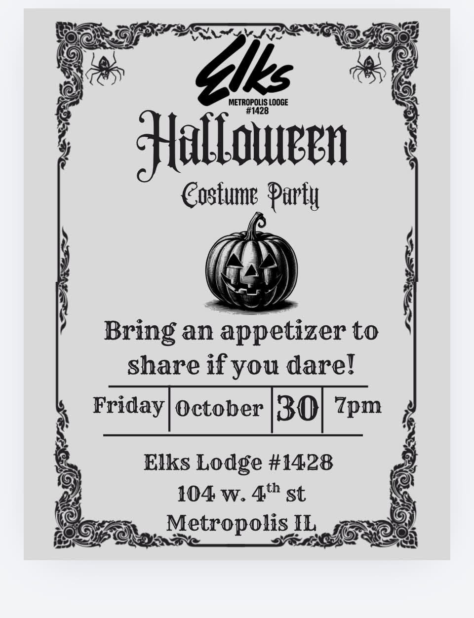 Metropolis Elks Lodge #1428 to Host Annual Halloween Costume Party Friday, October 30