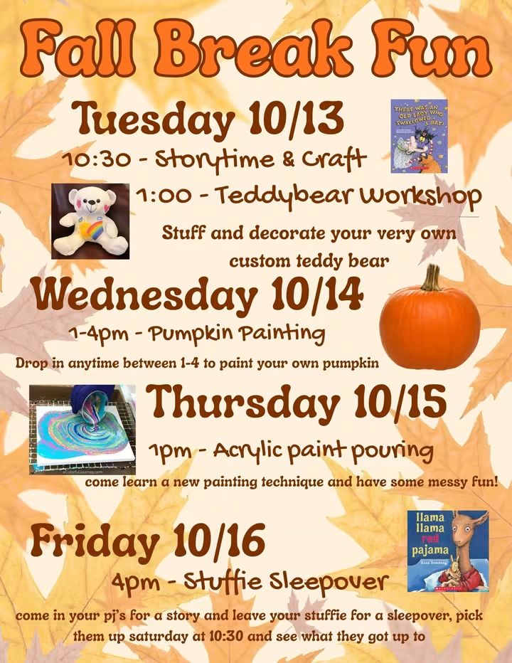 Fall Break Fun Activities Slated for October 13-16
