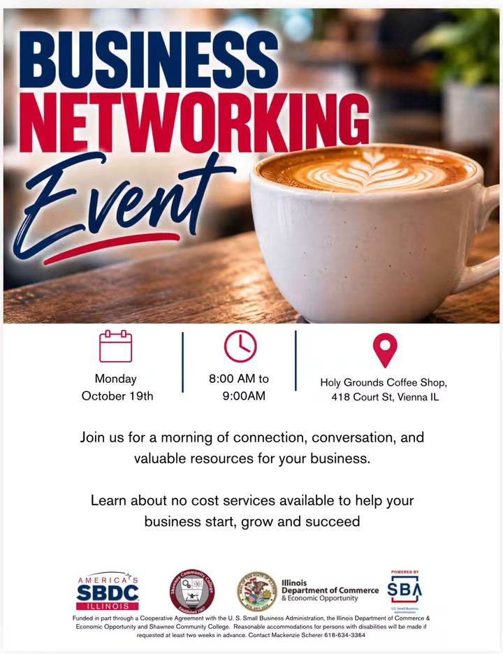 Illinois SBDC at Shawnee Community College to Host Small Business Networking Event October 19