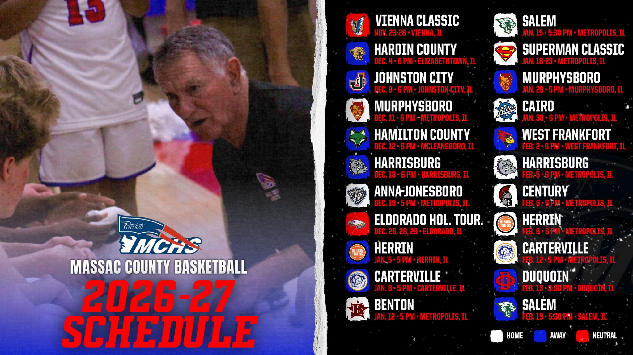 Massac County Patriot Basketball Season Set to Begin - Meet the Patriots is set for Friday, November 20, 2026, at 6:30 p.m.