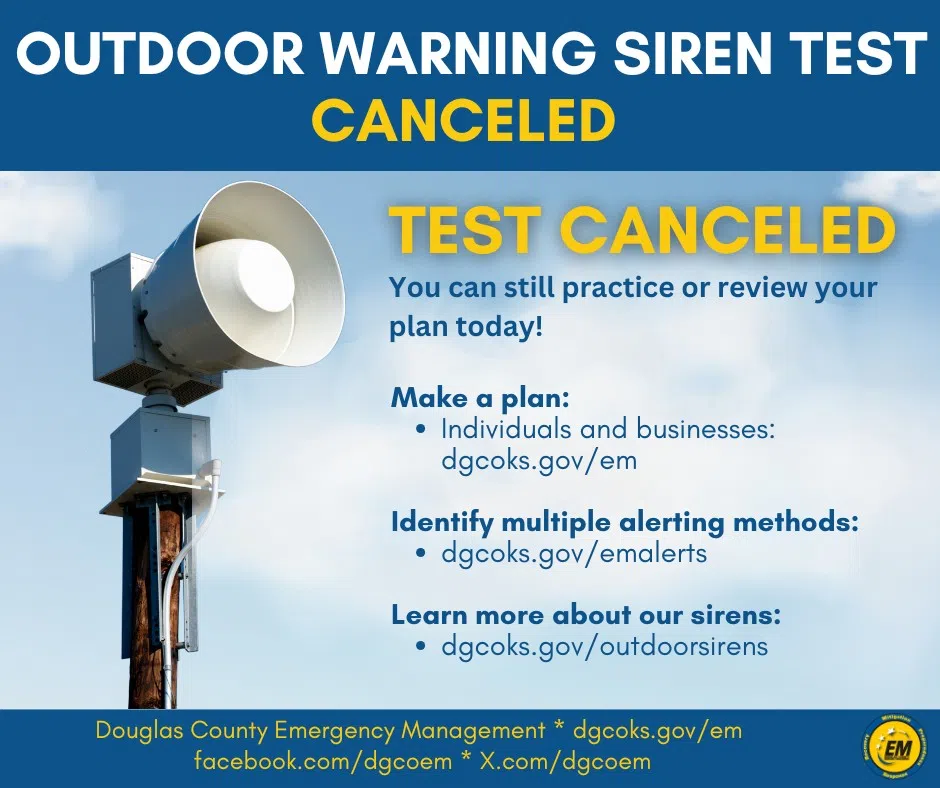 Outdoor Warning Siren Test CANCELED!