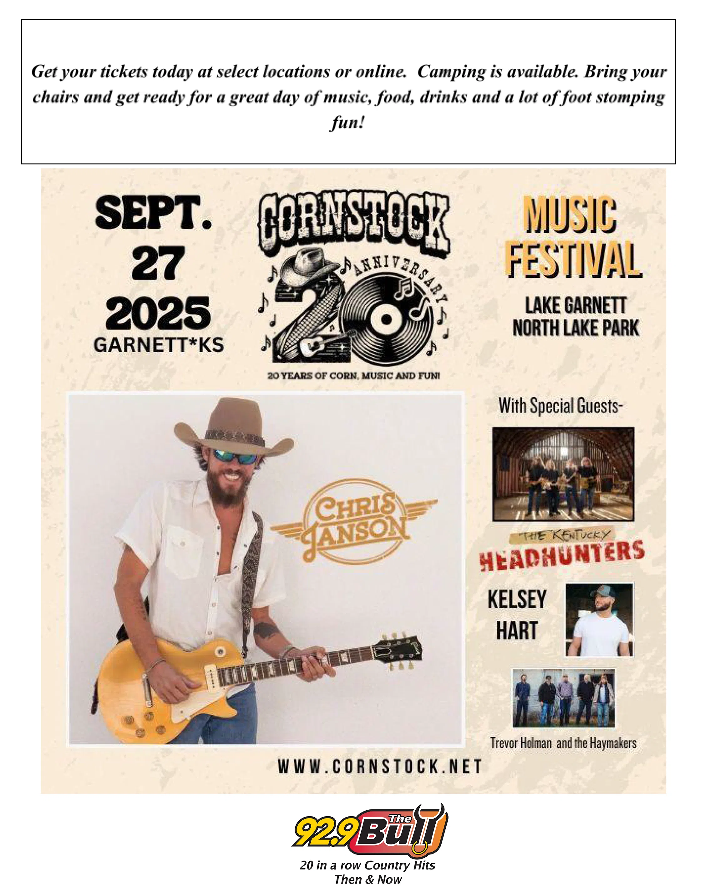 Cornstock September 27th @ Garnett KS - 20 years of corn, music, and fun!