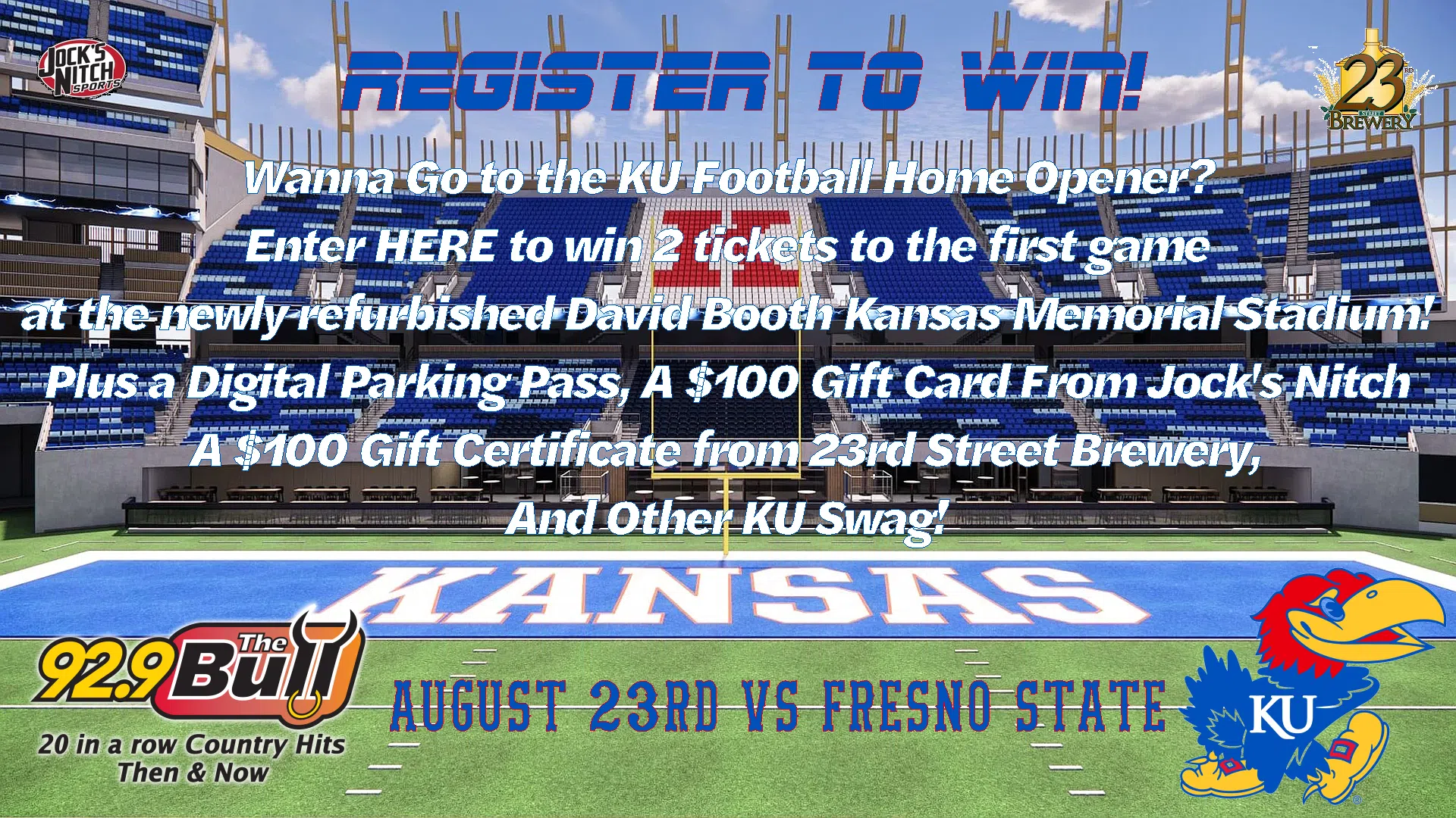 Register to WIN!  KU Football Tickets!