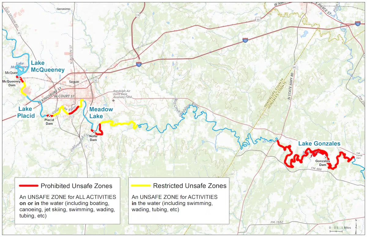 Restricted, unsafe areas still exist; GBRA encouragea residents to use caution before entering area lakes