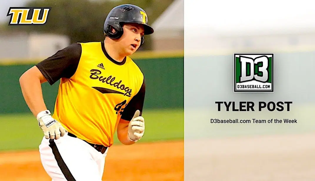 TLU freshman designated hitter Tyler Post named to D3baseball.com Team of the Week