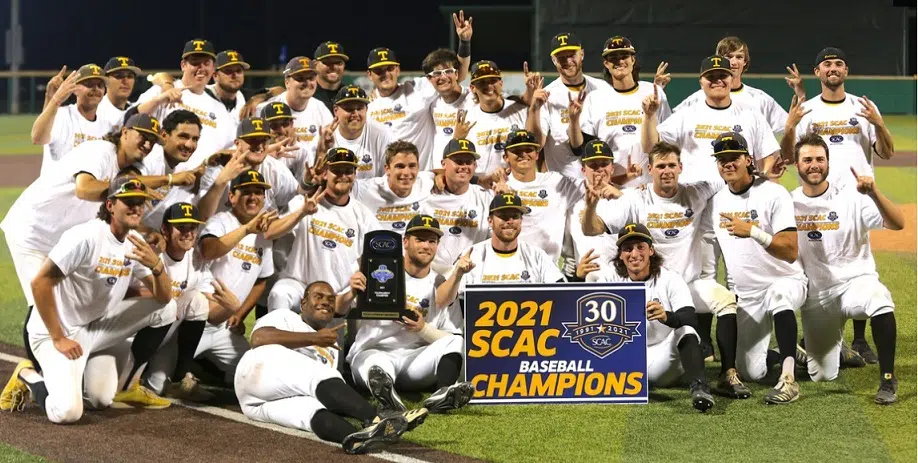 TLU baseball survives highest scoring title game in SCAC history to claim second conference championship in three seasons