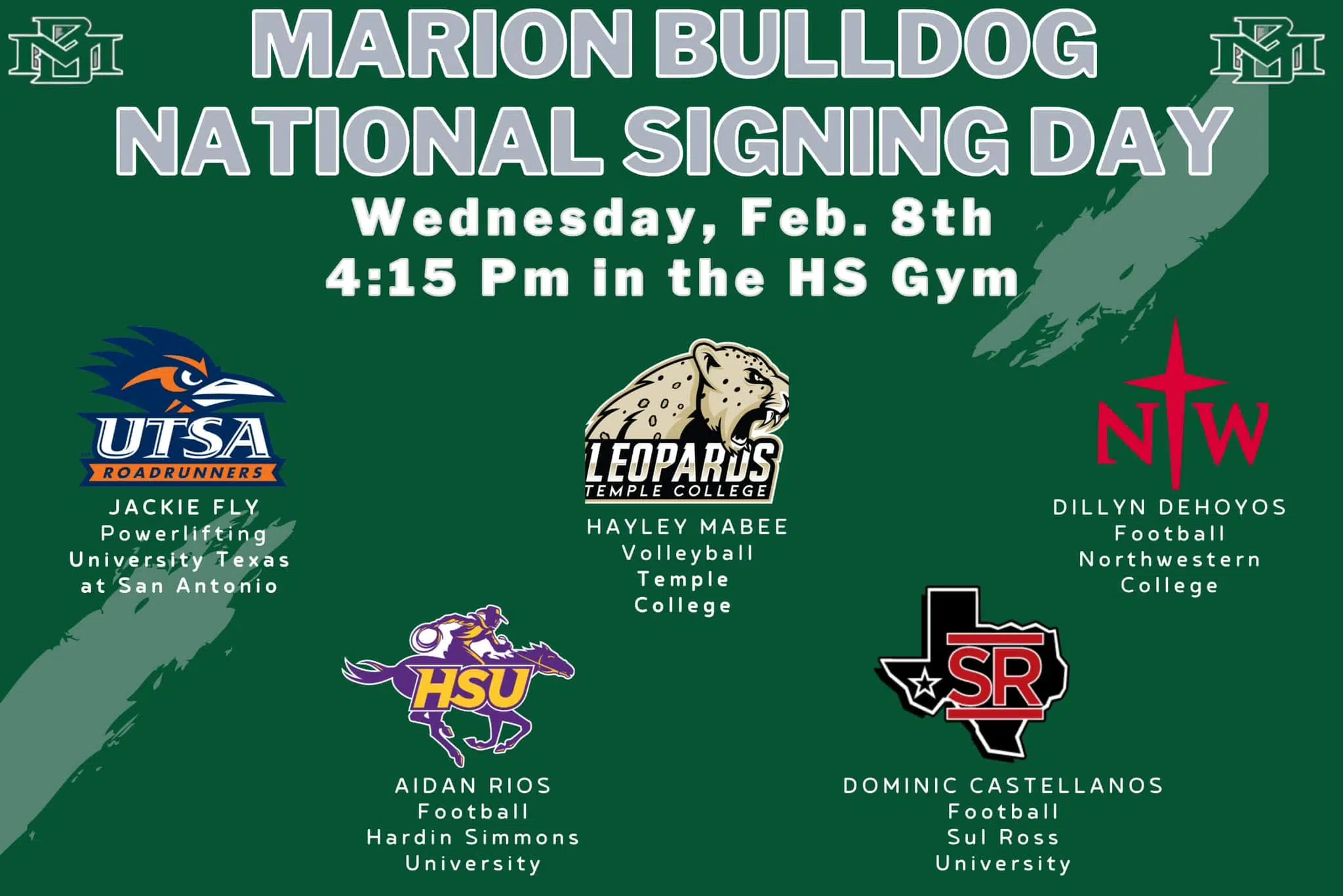Five Marion Student-Athletes to Sign National Letters of Intent Wednesday