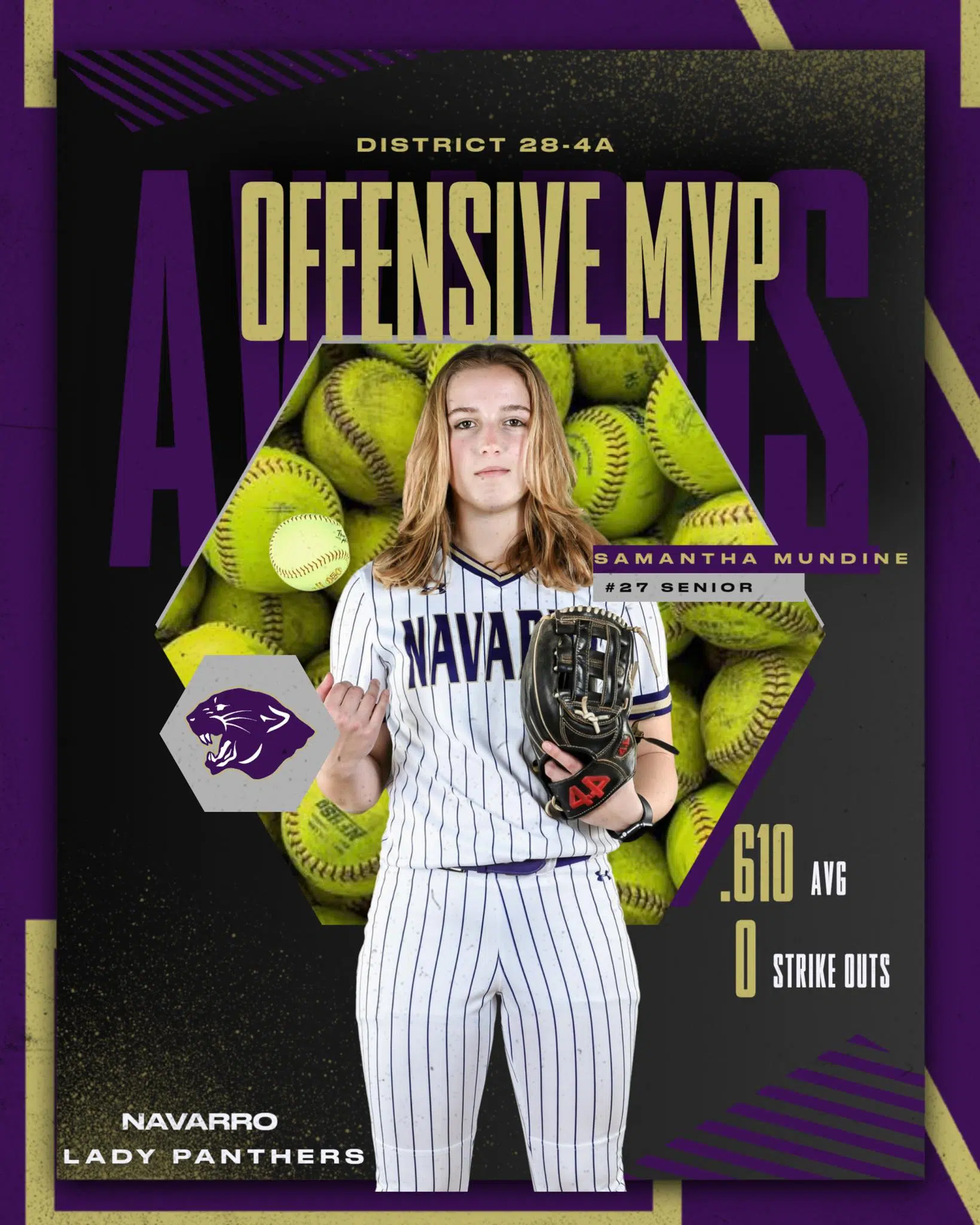 Samantha Mundine Earns District Offensive MVP to Lead Navarro 28-4A Post-season Awards