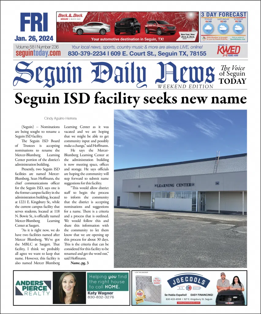 SDN January 26, 2024 Seguin Today