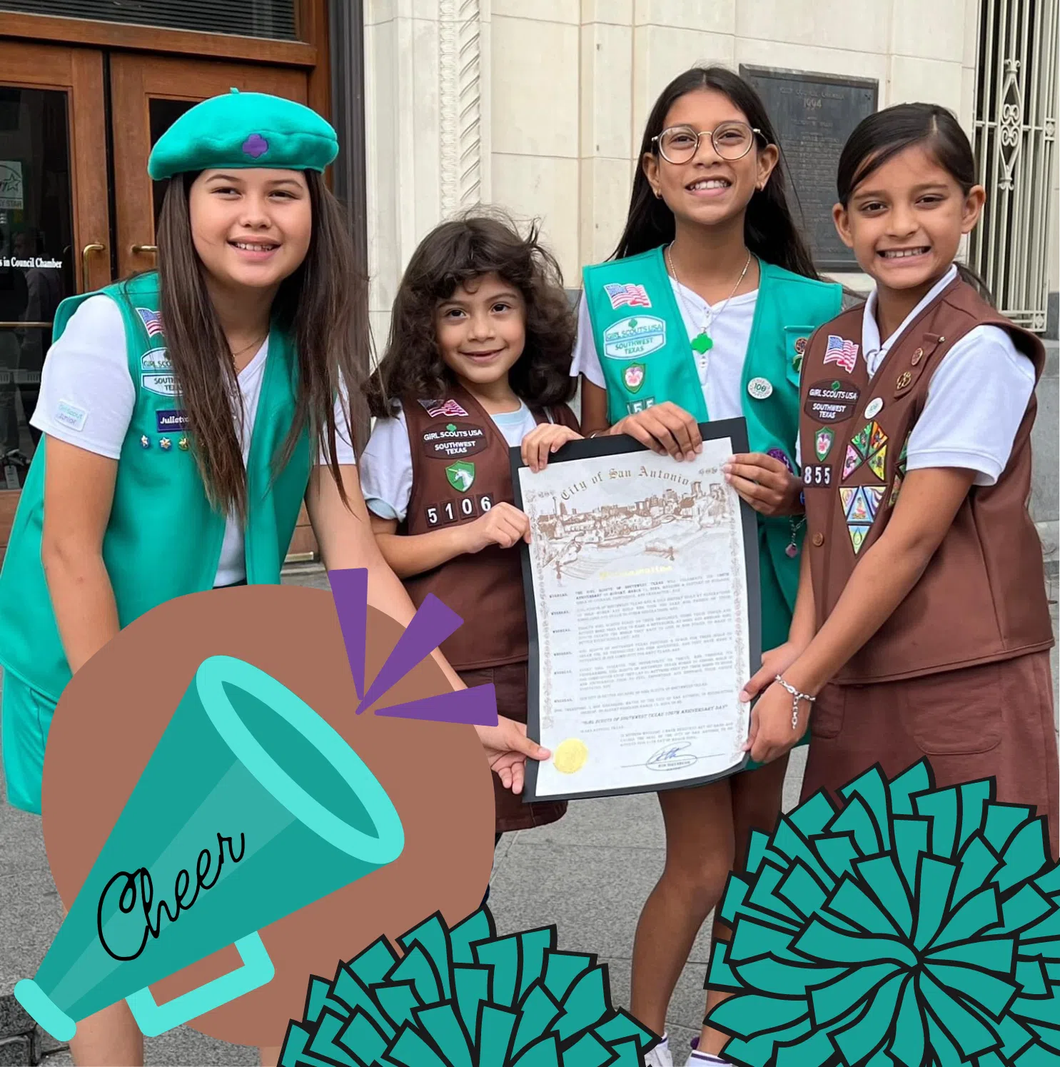 Cheering on the newest batch of Girl Scouts?