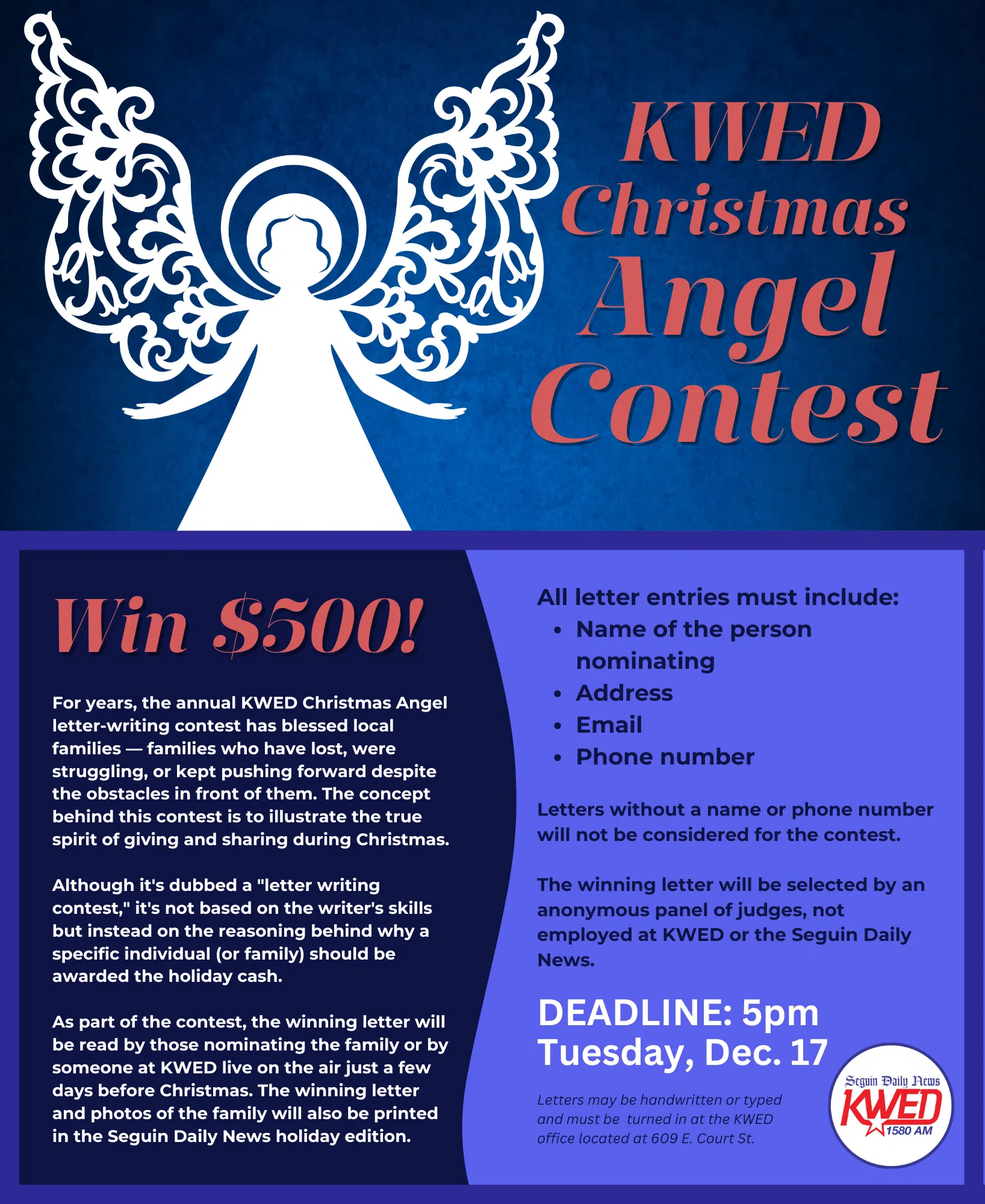 KWED Christmas Angel Contest NOW OPEN!