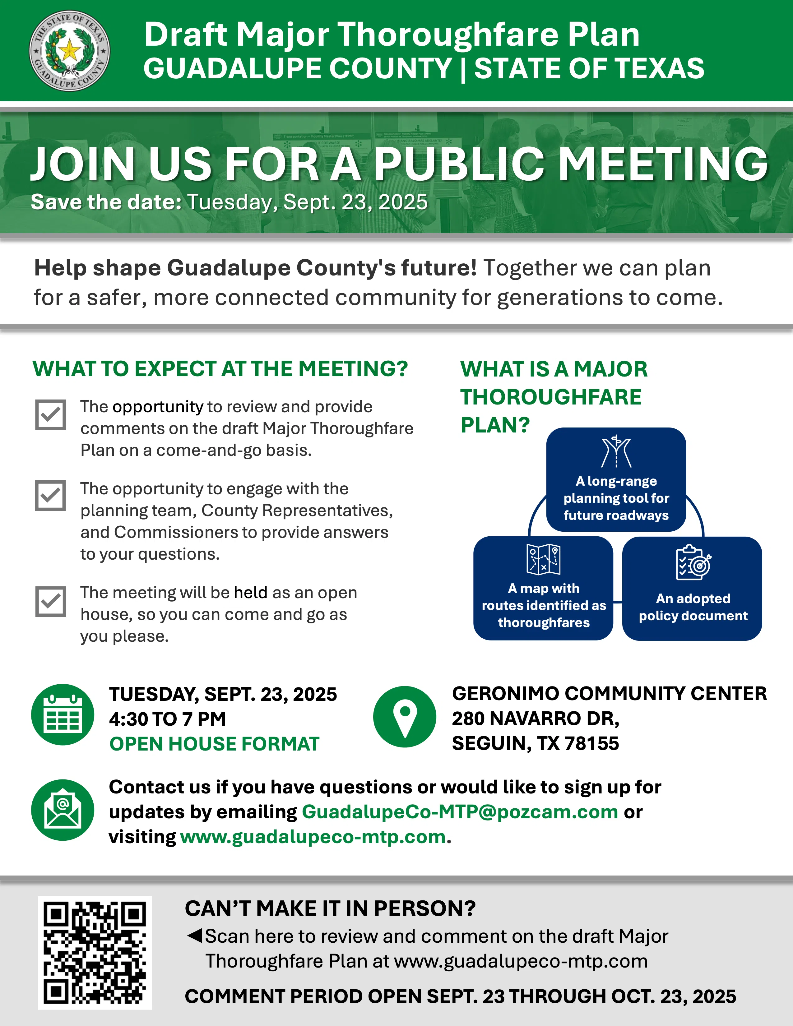 Guadalupe County seeks public input on draft Major Thoroughfare Plan