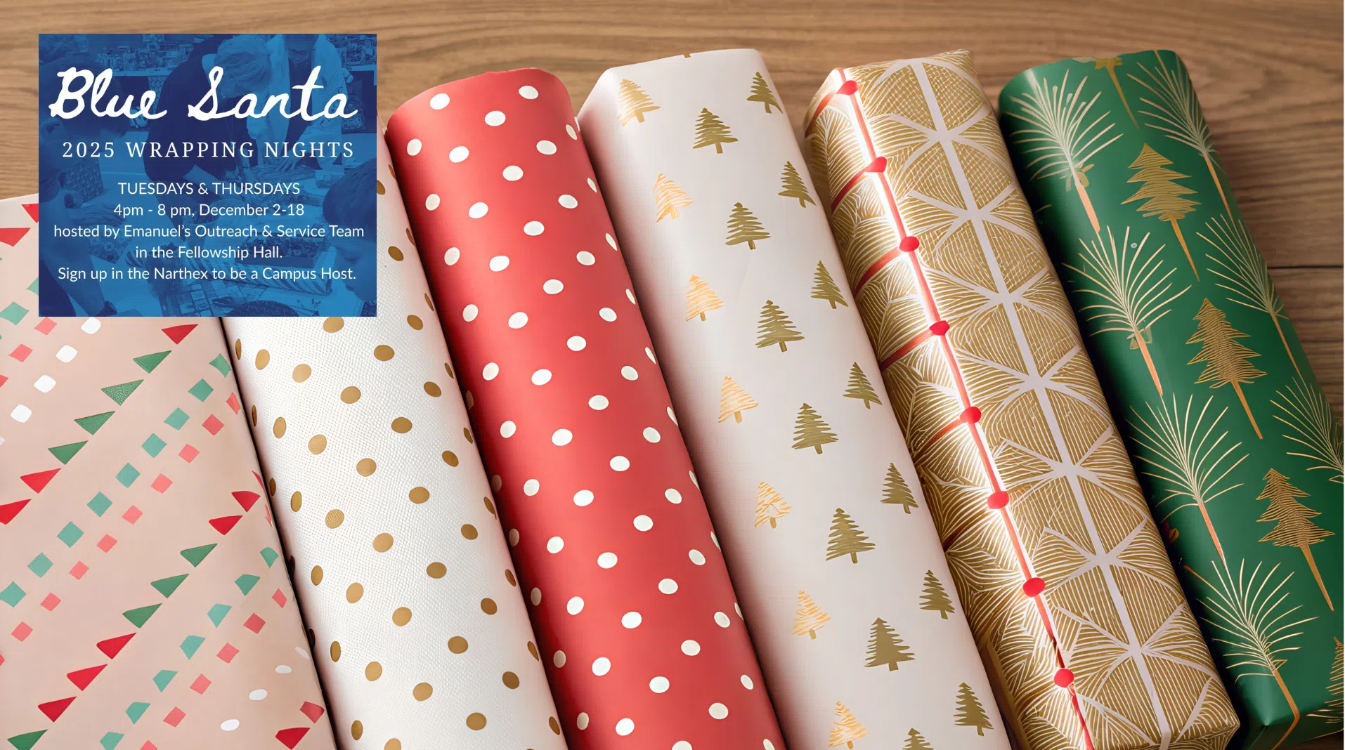 Wrappers needed for Blue Santa workshop