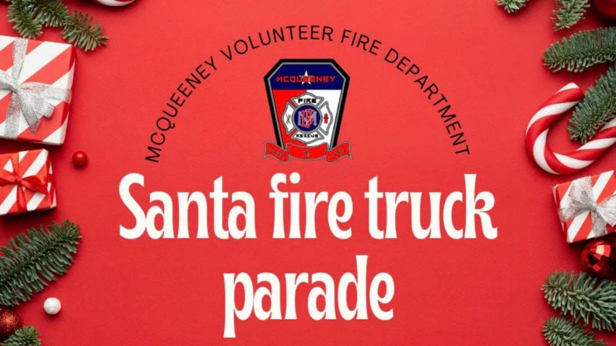 Here comes Santa… on a fire truck