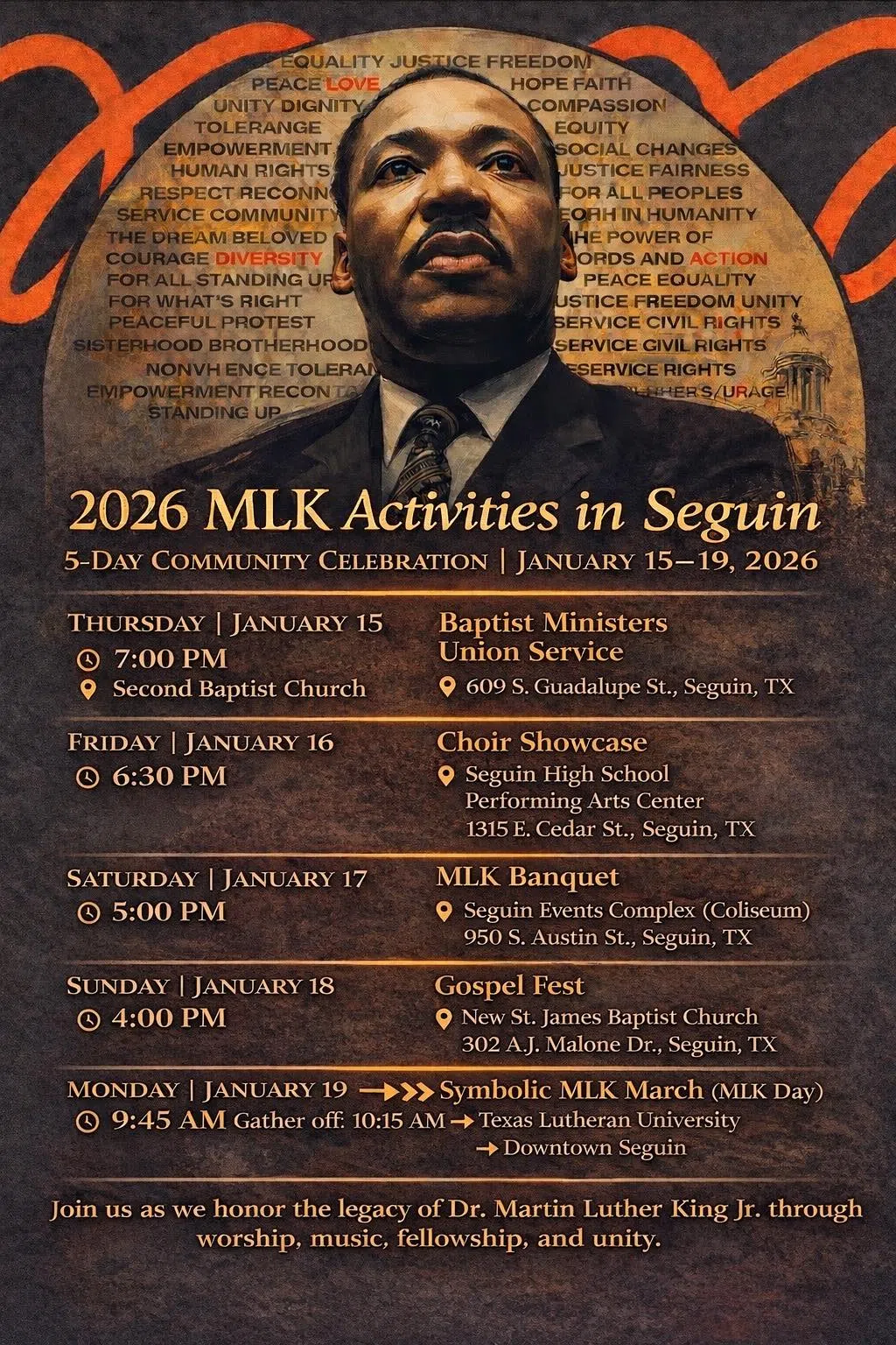 Seguin Announces Full Schedule for 2026 MLK Celebration