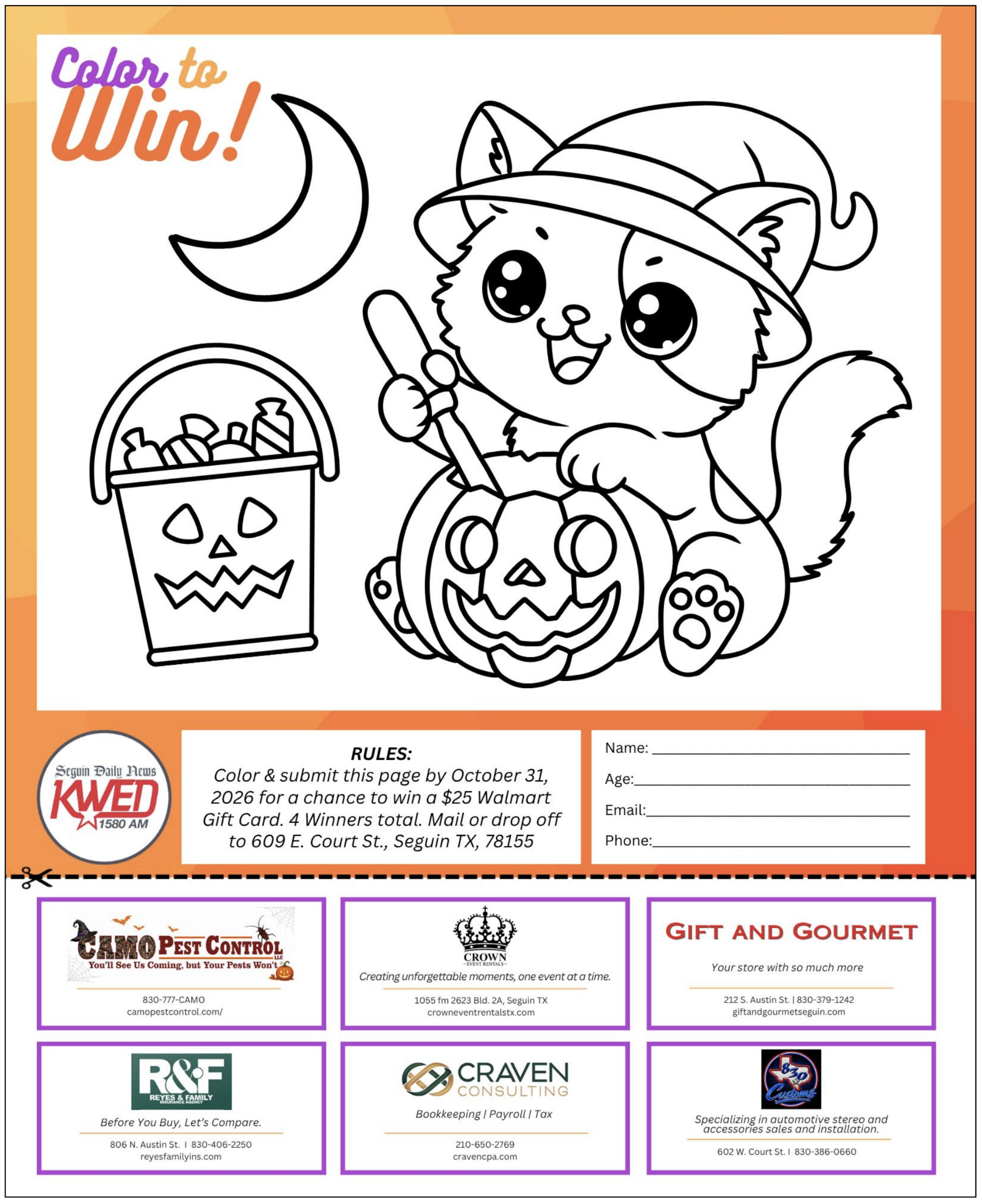 Readers invited to color to win in this month's Seguin Today Magazine