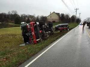 White River Twp. fire truck runs off road