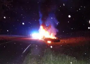 Vehicle catches fire after accident