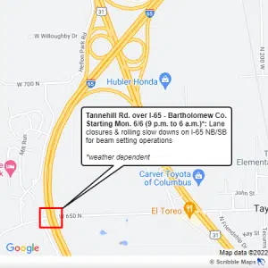 Beam setting begins this week at Tannehill Road over I-65