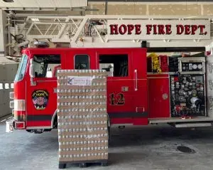 Hope Fire Dept. gets canned water from Anheuser-Busch for wildlife efforts