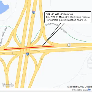 Daily lane closures rescheduled on S.R. 46 in Columbus